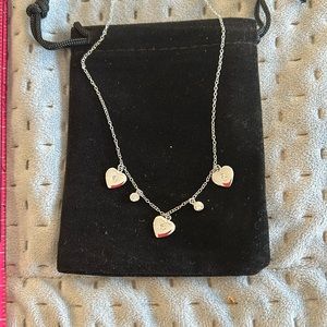 Dainty Sterling Silver Triple Heart Charm & Cubic Zirconia Necklace-Boutique